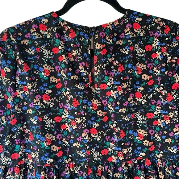 GAP MATERNITY NWOT BLACK COTTON FLORAL TIERED SWING DRESS | SMALL - Picture 6 of 9